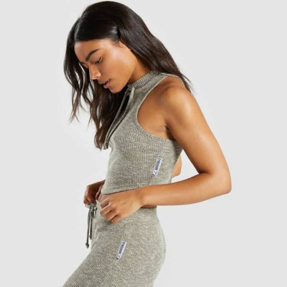 Gymshark Slounge crop top khaki marl
